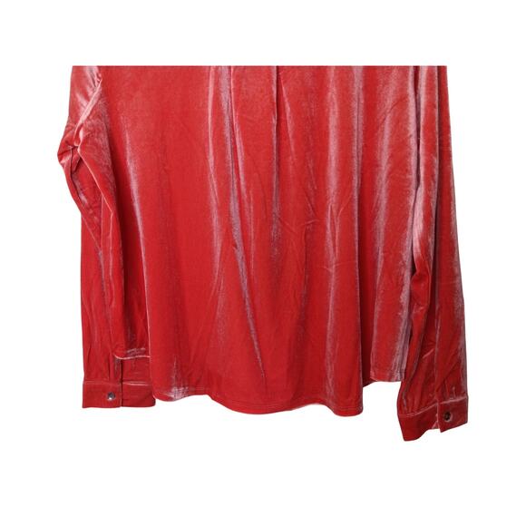 New Easel Los Angeles Coral Velvet Button Down Shirt M Oversized Long Sleeve - Picture 11 of 15